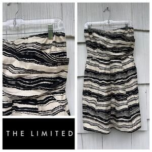 NWT The Limited Black and Cream Striped Strapless Cocktail Dress Sz 4‎